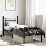 vidaXL Cadre de lit métal avec tête de lit noir 75x190 cm