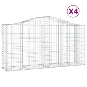 vidaXL Paniers à gabions arqués 4 Pièces 200x50x100/120 cm fer galvanisé