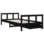 vidaXL Cadre de lit d'enfants tiroirs noir 90x190cm bois de pin massif