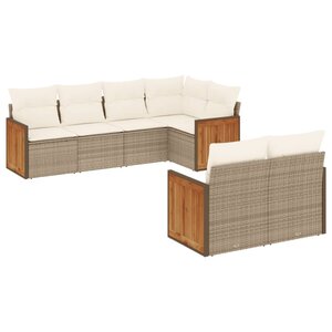 vidaXL Salon de jardin avec coussins 7 Pièces beige résine tressée