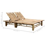 vidaXL Chaise longue pour 2 personnes avec coussins Bambou