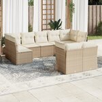 vidaXL Salon de jardin avec coussins 9 Pièces beige résine tressée