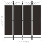 vidaXL Cloison de séparation 4 panneaux Marron 160 x 180 cm