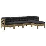 vidaXL Salon de jardin 5 Pièces avec coussins bois de pin imprégné