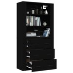 vidaXL Buffet haut Noir Bois d'ingénierie