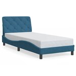vidaXL Cadre de lit avec tête de lit bleu 90x190 cm velours