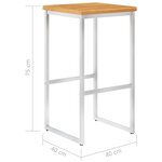 vidaXL Chaises de bar lot de 4 bois d'acacia solide/acier inoxydable