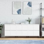 vidaXL Buffets 3 Pièces Blanc Bois d'ingénierie