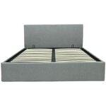 Lit coffre adulte MARTIN - Couchage 160 x 200 cm - Gris clair - Sommier à lattes - 209 x 166 x 99 cm