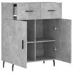 vidaXL Buffet gris béton 69 5x34x90 cm bois d'ingénierie