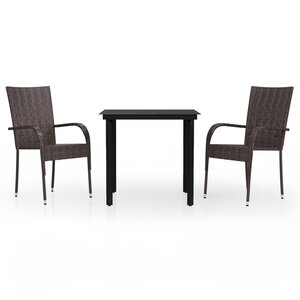 vidaXL Ensemble de salle à manger d'extérieur 3 Pièces Marron et noir