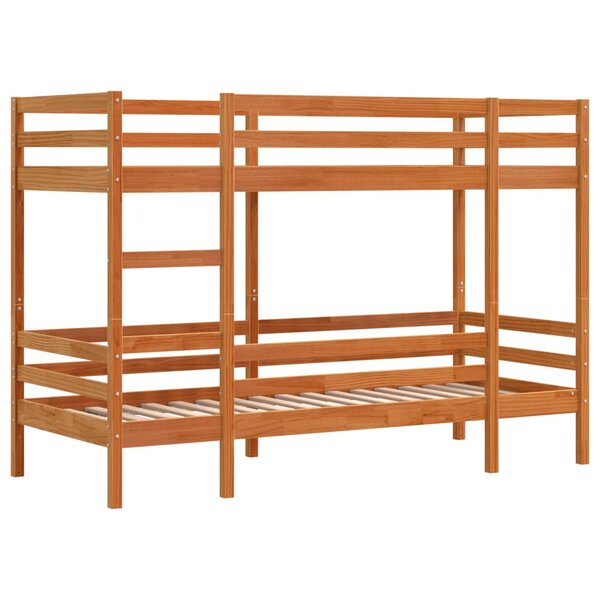 vidaXL Lit superposé cire marron 75x190 cm bois de pin massif