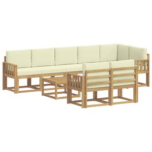 vidaXL Ensemble de canapés d'extérieur 9 Pièces Blanc et crème Polyester