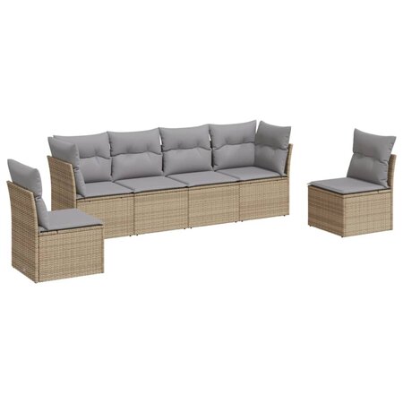 vidaXL Salon de jardin avec coussins 6 Pièces beige résine tressée