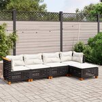 vidaXL Salon de jardin 5 Pièces avec coussins noir résine tressée