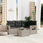 vidaXL Salon de jardin 5 Pièces avec coussins gris clair résine tressée