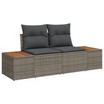 Ensemble de canapé de jardin 10 pièces avec coussins gris poly rattan acacia