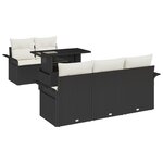 vidaXL Ensemble de canapé de jardin 6 pièces avec coussins Noir Poly Rotin