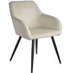 Lot de 4 chaises pieds noir siège de salon cuisine salle à manger design élégant velours beige 08_0000079