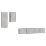 vidaXL Ensemble de meubles TV 4 Pièces Gris béton Bois d'ingénierie