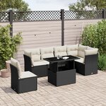 vidaXL Salon de jardin 7 Pièces avec coussins noir résine tressée