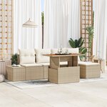 vidaXL Ensemble de Canapé de Jardin de 6 Pièces avec Coussins Beige Poly Rattan