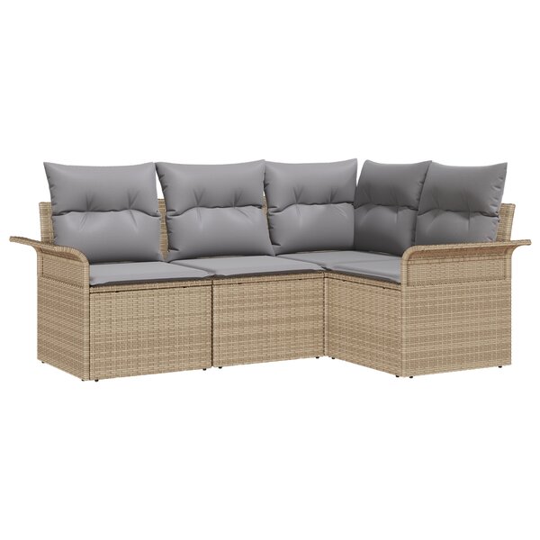 vidaXL Ensemble de canapé de jardin 4 pièces avec coussins Beige poly rattan