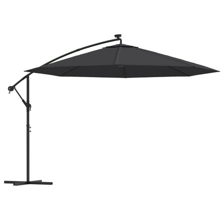 vidaXL Parasol déporté avec lumières LED Noir 350 cm