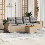 vidaXL Salon de jardin avec coussins 5 Pièces beige résine tressée