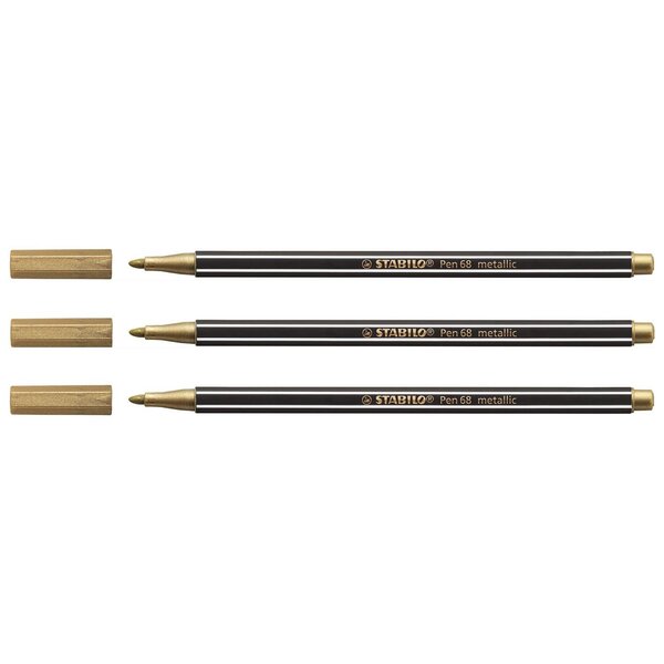Stylo feutre Pen 68 metallic pointe moyenne or x 3 STABILO