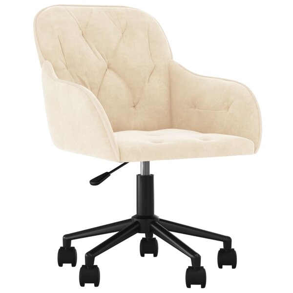 vidaXL Chaise pivotante de bureau Crème Velours