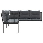 vidaXL Canapé de jardin avec coussins forme de L noir acier textilène