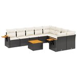 vidaXL Salon de jardin 10 Pièces avec coussins noir résine tressée