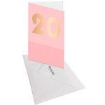 Carte D'anniversaire 20 Ans En Or - Rose - A Message - Pour Homme Et Femme - 11 5 X 17 Cm - Draeger paris