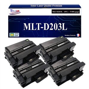 T3AZUR - 4x Toners compatibles avec Samsung MLT-D203L MLTD203L pour Samsung ProXpress M3320 M3320ND M3370 M3370MD M3820 M3820D M3820DW M3820ND