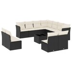 vidaXL Salon de jardin 12 Pièces avec coussins noir résine tressée