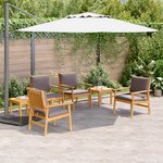 Ensemble de salle à manger de jardin 6 pièces avec coussins en bois d'acacia