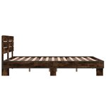 vidaXL Cadre de lit chêne fumé 135x190 cm bois d'ingénierie et métal