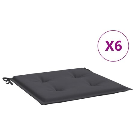 vidaXL Coussins de chaise de jardin lot de 6 anthracite 50x50x3 cm