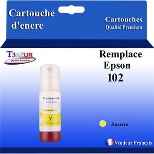 T3AZUR - Recharge compatible avec Epson EcoTank ET-15000 ET-2700 ET-2750 ET-2751 102 - Jaune