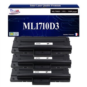 T3AZUR - 3x Toners compatibles avec Samsung ML1710D3 pour Samsung SCX4016 SCX4100 SCX4116 SCX4216 SCX4216F SF560 SF565 SF565P SF750 SF754P SF755P