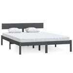 vidaXL Cadre de lit Gris Bois de pin massif 120x200 cm