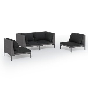 vidaXL Salon de jardin 4 Pièces avec coussins Résine tressée Gris foncé