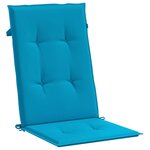 vidaXL Coussins de chaise de jardin à dossier haut lot de 4 bleu tissu