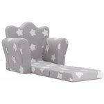 vidaXL Canapé-lit pour enfants gris clair avec étoiles peluche douce