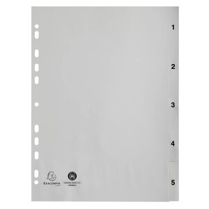 Intercalaires Imprimés Numériques Pp Gris Recyclé - 5 Positions - A4 - Gris - X 20 - Exacompta