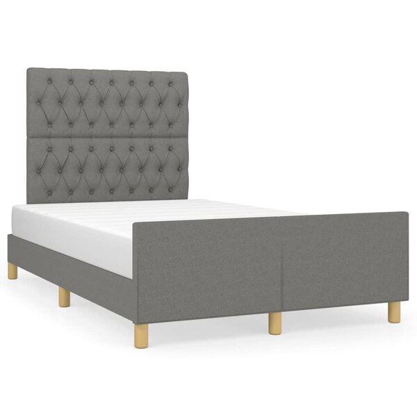 vidaXL Cadre de lit avec tête de lit Gris foncé 120x200 cm Tissu