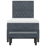 vidaXL Lit à Ressorts avec Matelas & Banc Gris Foncé 100x200 cm Velours
