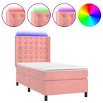 vidaXL Sommier à lattes de lit matelas et LED Rose 90x190 cm Velours