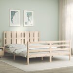 vidaXL Cadre de lit avec tête de lit king size bois massif